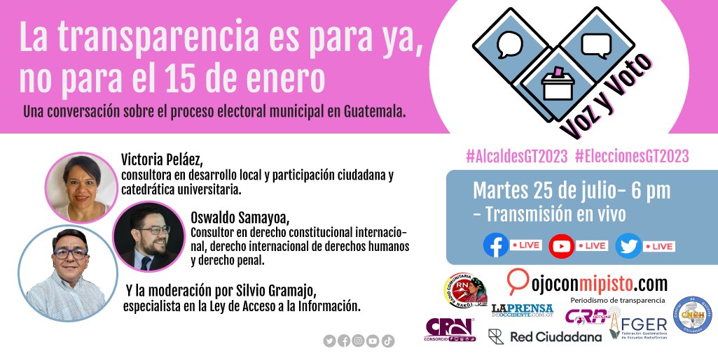 radionakoj's tweet photo. A menos de un mes de la segunda vuelta, Silvio Gramajo conversará con Oswaldo Samayoa y Victoria Pélaez sobre la transparencia de este proceso de #EleccionesGT2023, en el segmento #VozYVoto. Aquí en @radionakoj . Facebook Live, 99.1 FM y https://t.co/UcSMJh1kKm https://t.co/5rdhCx4iC1
