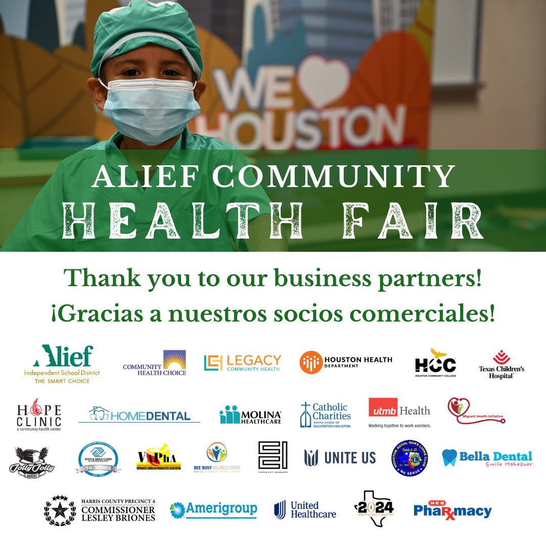 📢  Alief Community Health Fair this Saturday, July 29, at Hastings Ninth Grade Center! Free vaccines, backpacks &amp; other health-related services will be provided. For more info, such as times &amp; VIP vaccine registration this Wednesday, please visit aliefisd.net/healthfair.