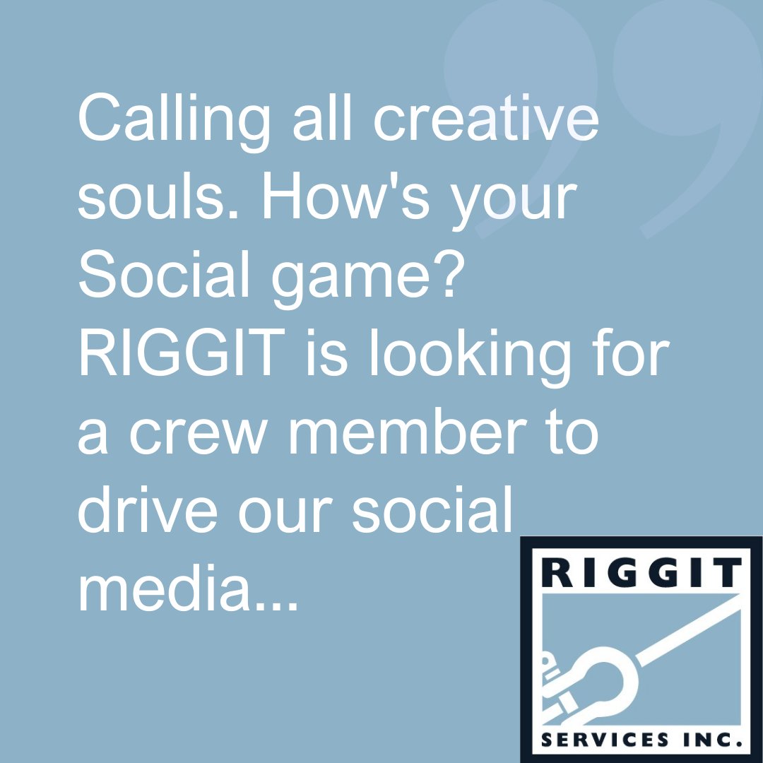 RiggitServices's tweet photo. Riggit is looking for a crew member to drive our social media.... https://t.co/aHHLWrh0RY