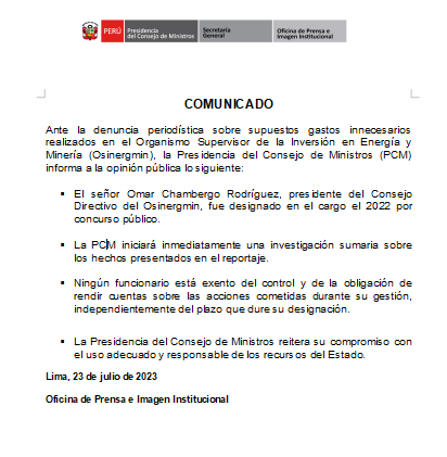SofiaLopezLl's tweet photo. Luego de que Panorama informara que en Osinergmin se ha gastado más de medio millón de soles en reuniones de confraternidad, eventos motivacionales, recuerdos, entre otros, la PCM anunció que iniciará una investigación. Por su parte, Osinergmin dice que las actividades que desarrollan contribuyen con el bienester físico y emocional de sus colaboradores.