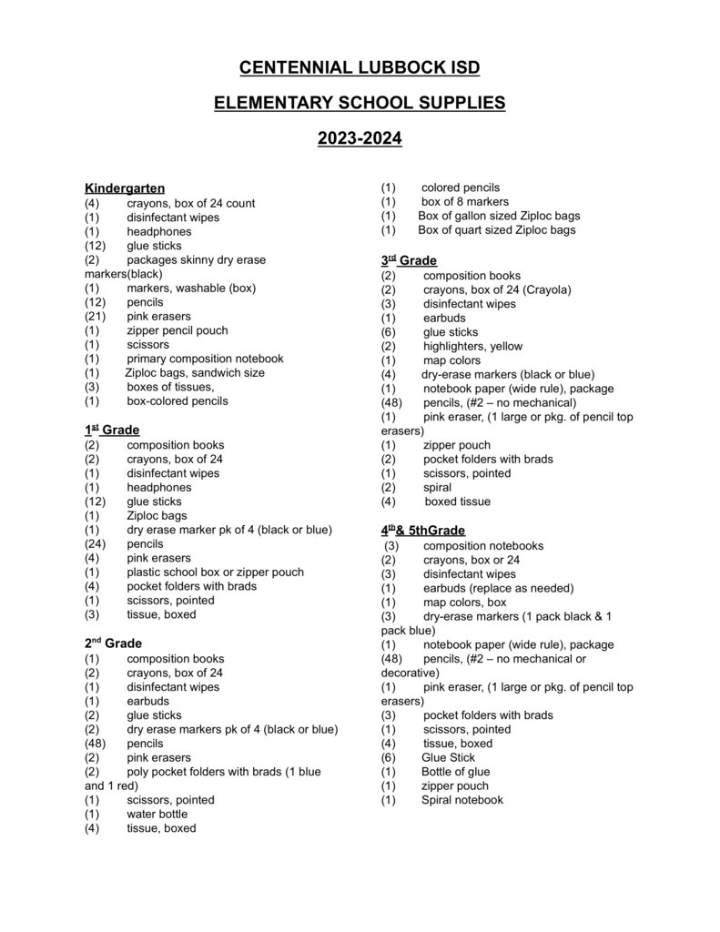 CentennialLISD's tweet photo. Here is our School Supplies list for 2023-2024. We are looking forward to seeing our Rocket Families soon! https://t.co/Gj964hYO21
