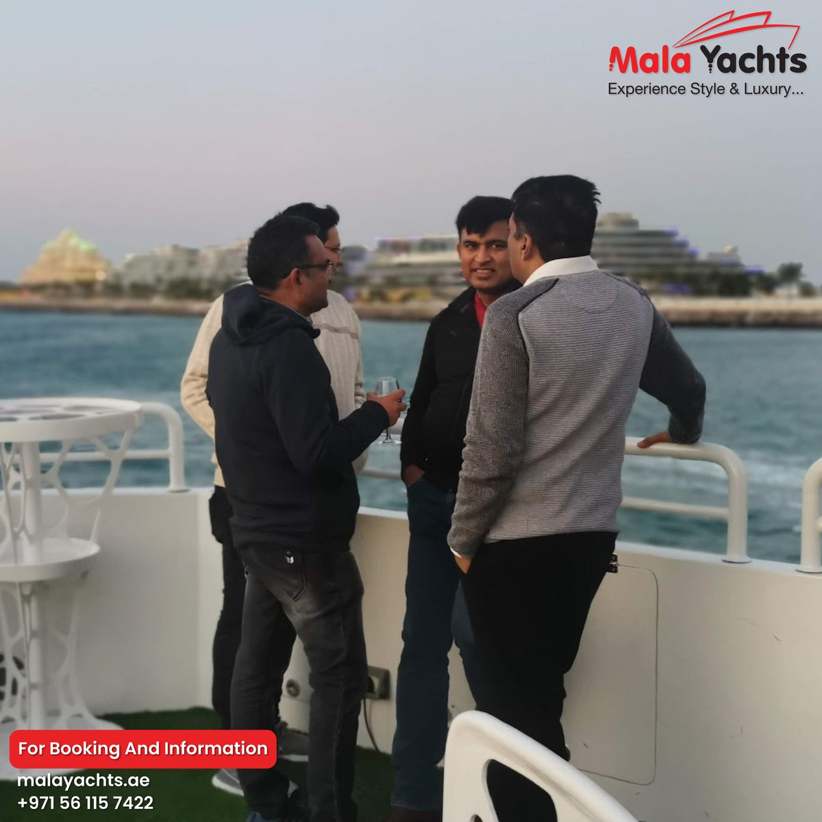 MalaYachts's tweet photo. Visit our website or call now to reserve your spot on the Mala Yacht. Hurry, availability is limited!
📷Book now!
"📷FOR BOOKING INQUIRIES 📷
📷 : +971 56 1157422
📷 : https://t.co/vMQHsrRFn4
📷 : info@malayachts.ae https://t.co/1U3S0W5j7L