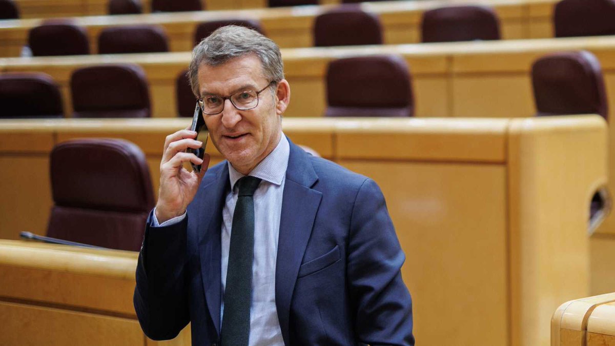 El teléfono al que llama está apagado o fuera de cobertura en este momento. Inténtelo de nuevo en cuatro años.

Feijóo formando gobierno. Óleo sobre lienzo.