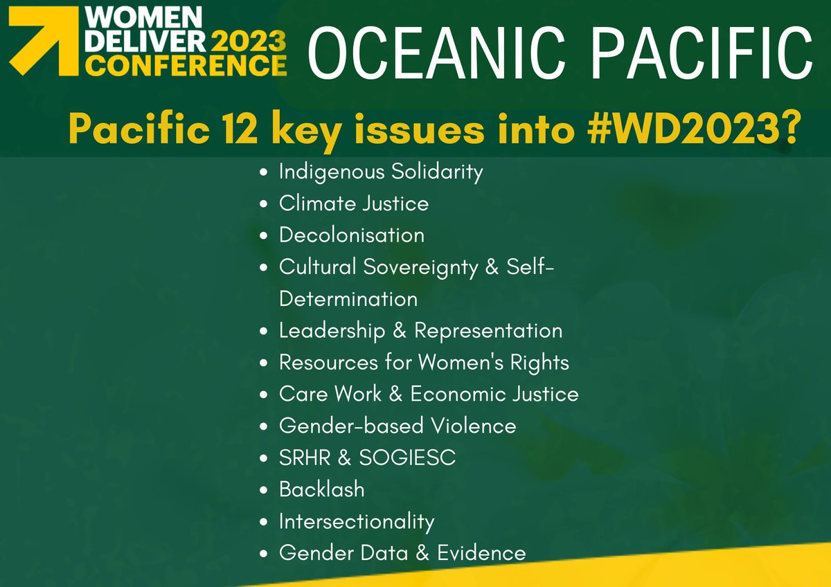 keepingthefai10's tweet photo. Our fellow Pacific delegates at the Women Deliver conference are being strong and profoundly clear on the Pacific 12 key areas that needs addressing at all levels of decision making and amplified regional and globally.
#WD2023 #diva4equality https://t.co/gKSwtcEBKr