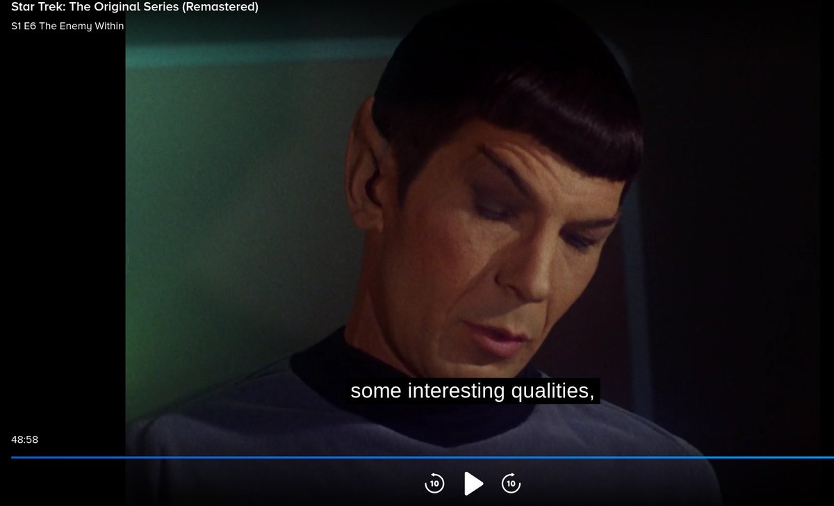 Jill47LiveTweet's tweet photo. #TOSSatNight #TheEnemyWithin
In my head canon, when Spock leers at Rand at the end and hints that Rand probably liked Imposter Kirk's sexual abuse, we see that there was actually an Imposter Spock on the ship the whole time. #NotMySpock https://t.co/yPd5GaGaX3
