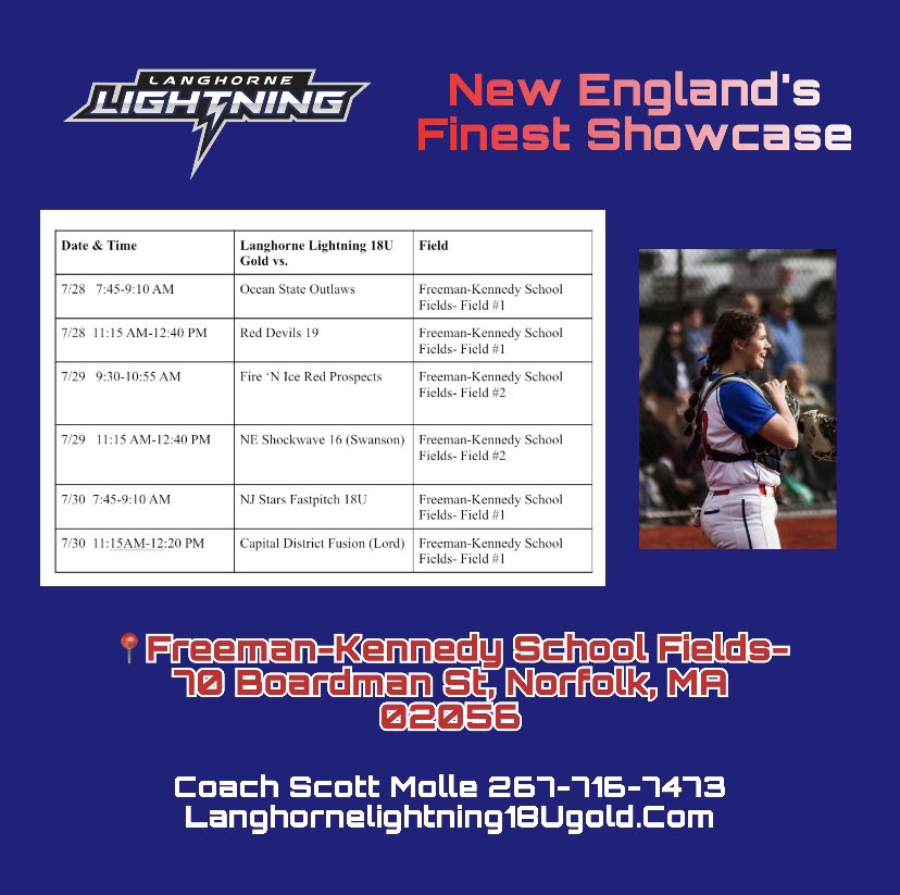 AWaskie2024's tweet photo. Here’s the schedule for our last tournament! @LLightningGold can’t wait to give it our all up in the New England’s Finest Showcase! https://t.co/n9IqjSLiar