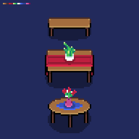 KahnurCane's tweet photo. 5 of 5. Just a few different iterations for @Pixel_Dailies  #table.

#pixelart #pixel_dailies #ドット絵 https://t.co/DMlxGOQip4