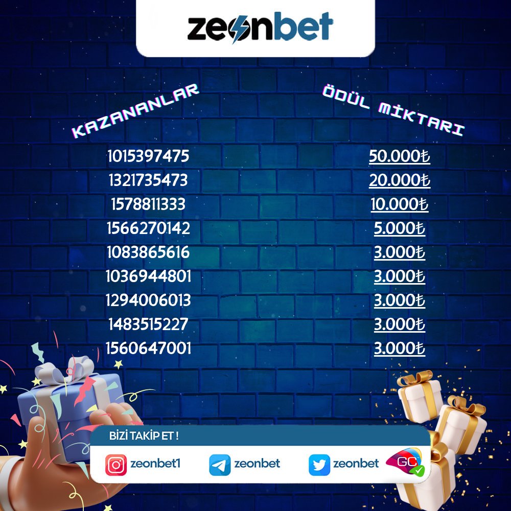 ⚡ ZEONBET BİLET ETKİNLİĞİ KAZANANLARI 🔥

NOT : Gerekli yatırım miktarına ulaşmadığından yatırılan ve çekilişe katılan para tutarının %20'si dağıtılmıştır.

🎃 Yatırım yapacaksan Zeonbet'te yatır 🎃

📳Giriş : bit.ly/zeonbetgir