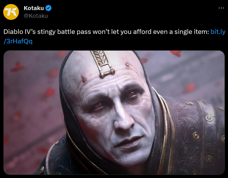 SYACVG's tweet photo. Completing the battle pass earns you 666 platinum. The cheapest item in Diablo’s microtransaction shop is 800 platinum and battle passes cost 1000 platinum. https://t.co/3A5jfLbg25