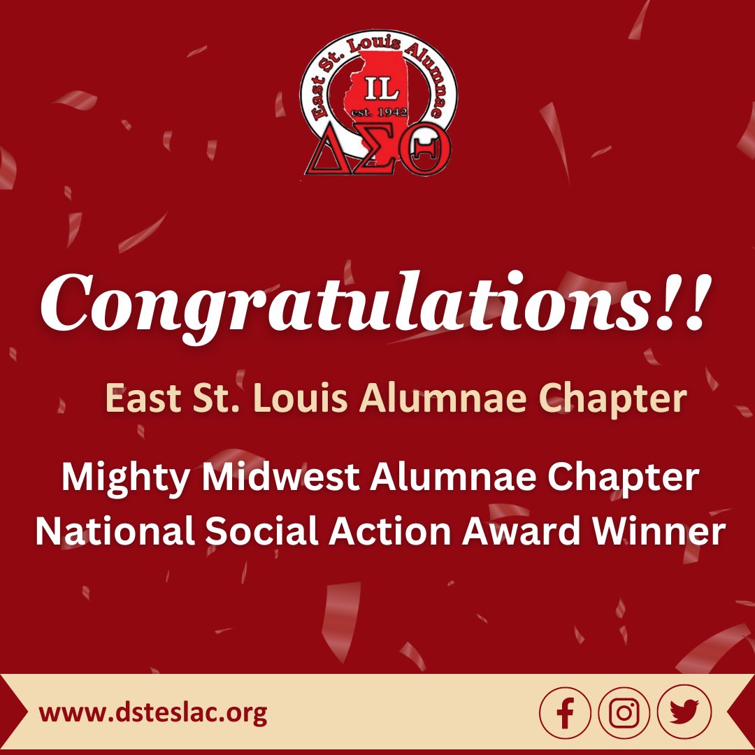 eslacdst's tweet photo. Congratulations to the @eslacdst for winning the Social Action Award for the Mighty Midwest Region at the 56th National Convention! We are proud of all of our sorors as we continue our legacy of being an award-winning Chapter!! #DST1913 #ESLAC #ForwardwithFortitude https://t.co/36NQDqDDCI
