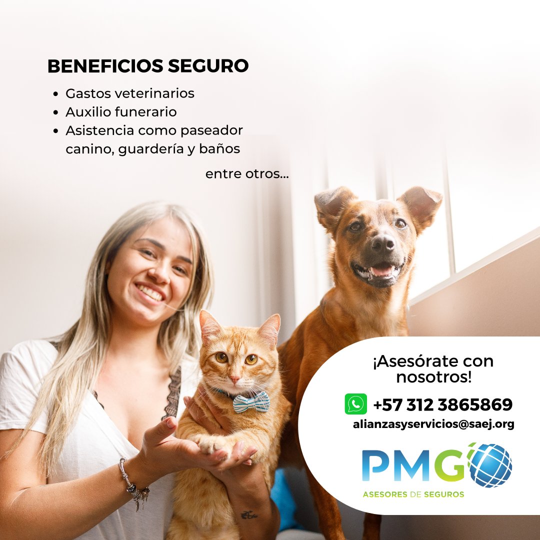 ¡Sabemos que cuidar a tu mejor amig@ es muy importante para ti! 🐾😍
Por eso, asesórate con nosotros y obtén tu #segurodemascotas #SURA con el 20% de descuento para asociado #SAEJ. 
¡Que esperas para pedir el tuyo! Contáctanos 

#perro #gato