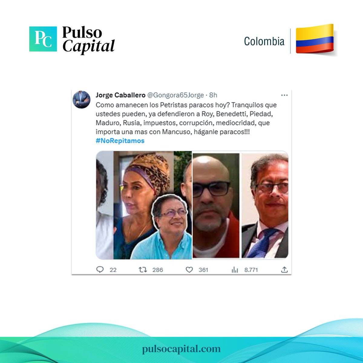pulso_capital's tweet photo. 🔝 Los 3 temas de tendencia que marcaron la jornada en #Colombia 🇨🇴 hoy lunes 24 de julio.

1.  #NoRepitamos publicación  del usuario @Gongora65Jorge fue la de mayor interacción. 
2. #TwitterX
3. #ProrrogaYA https://t.co/Sy1S4Numoo