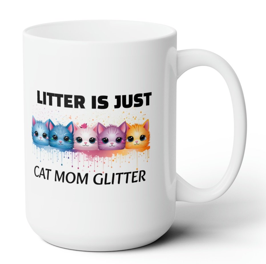 The latest AI Wear coffee mug!
'Litter is Just Cat Mom Glitter' 😂 Designed by me using #AI #midjourney 
ai-wear.printify.me/product/1684266