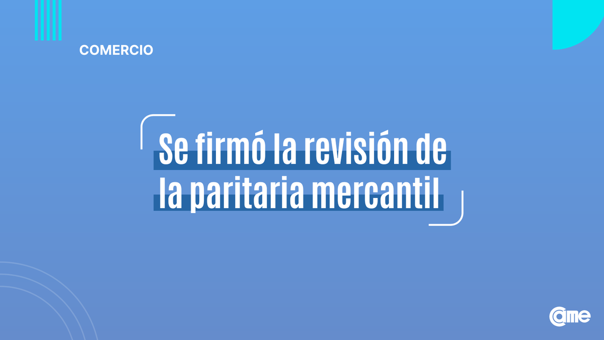 redcame's tweet photo. ✍️ SE FIRMÓ LA REVISIÓN DE LA PARITARIA MERCANTIL
#CAME, la @cacteinforma, la Unión de Entidades Comerciales Argentinas #UDECA y la Federación Argentina de Empleados de Comercio y Servicios #FAECyS suscribieron un nuevo acuerdo.
Conocé todos los detalles en https://t.co/k5VIh3u4K8
#paritarias #comercio