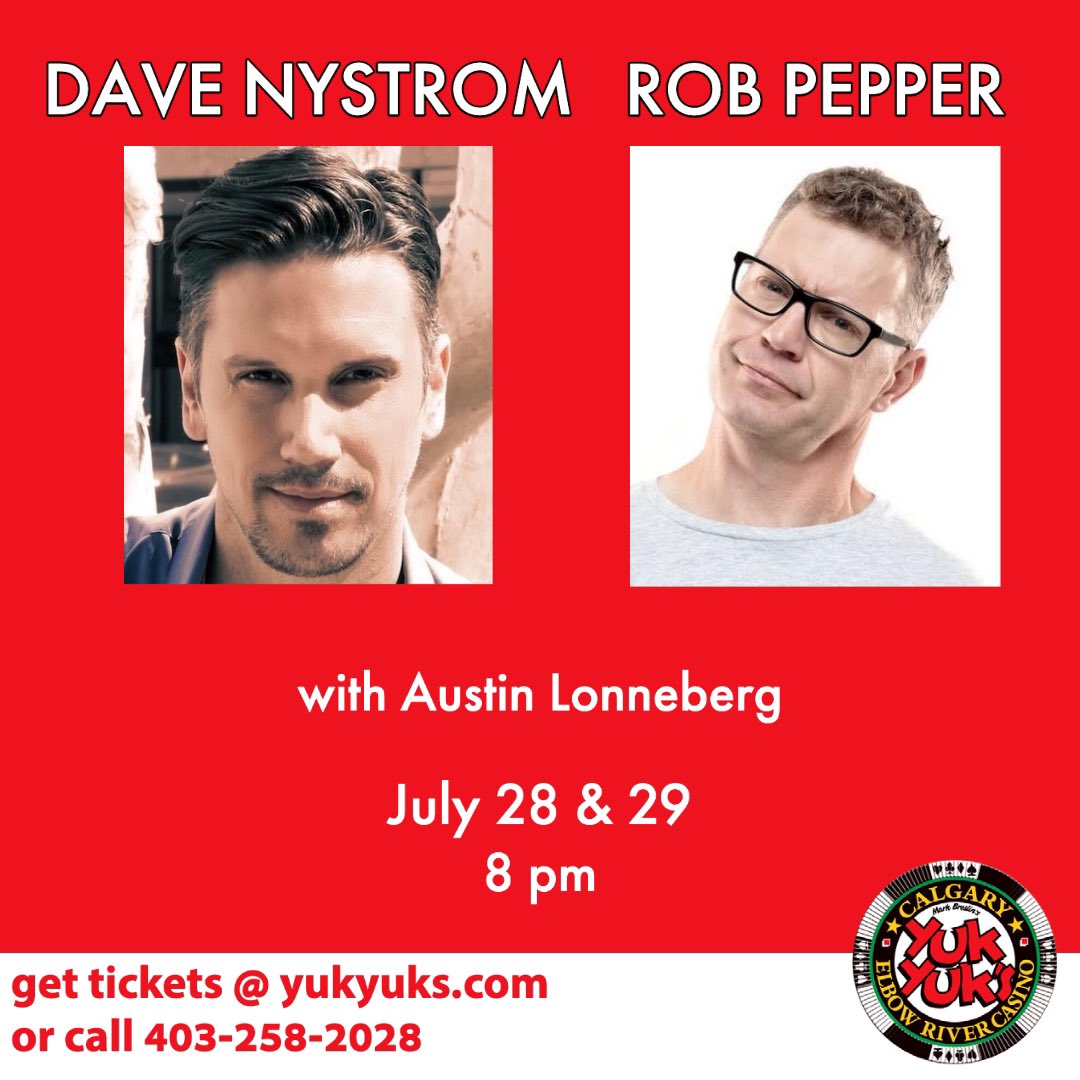 This weekend - another stacked comedy bill at Yuk Yuk’s Calgary with Calgary’s <a href="/davenystrom/">Dave Nystrom</a> and Edmonton’s Rob Pepper, not to mention host Austin Lonneberg

Get tickets at yukyuks.com/calgary or call 403-258-2028