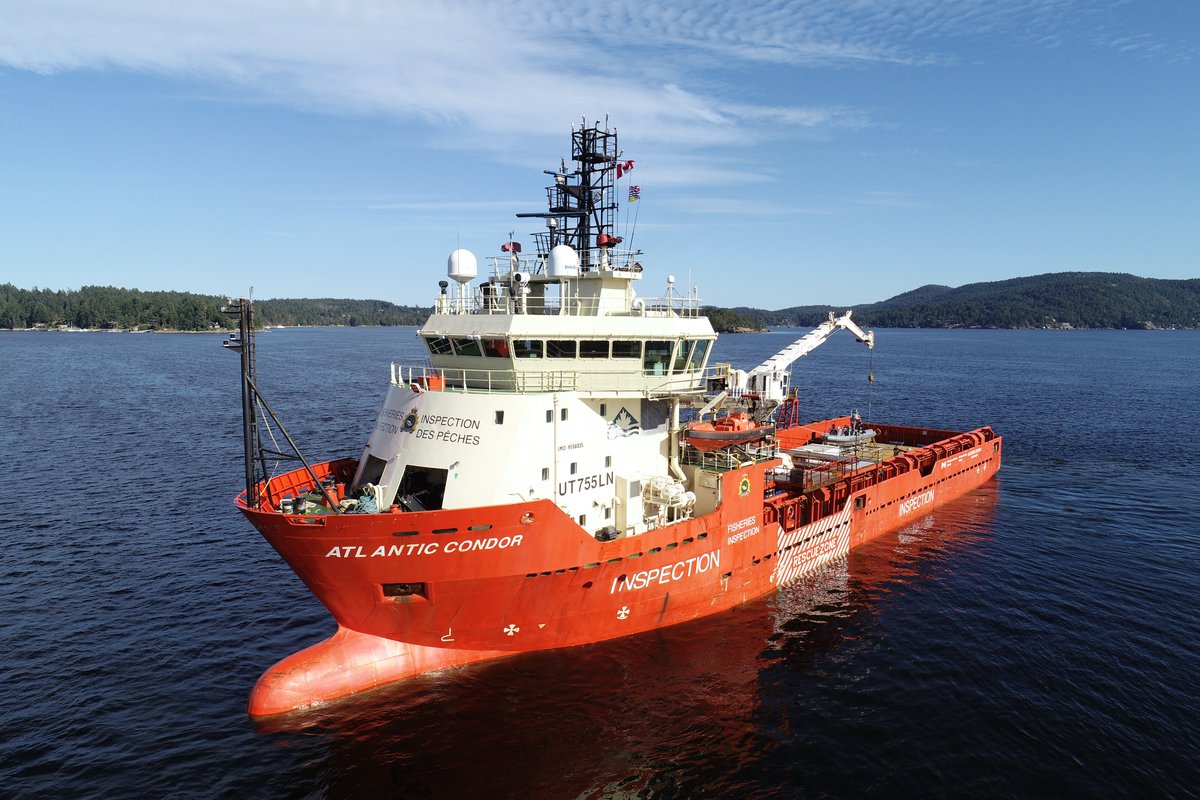 FishOceansCAN's tweet photo. Our fishery officers are beginning an important mission in the high seas as Operation North Pacific Guard casts off from Victoria. 

This mission's goal is to combat #IUUFishing in the North Pacific, including illegally caught Pacific Salmon. https://t.co/JL3DrtRKX6