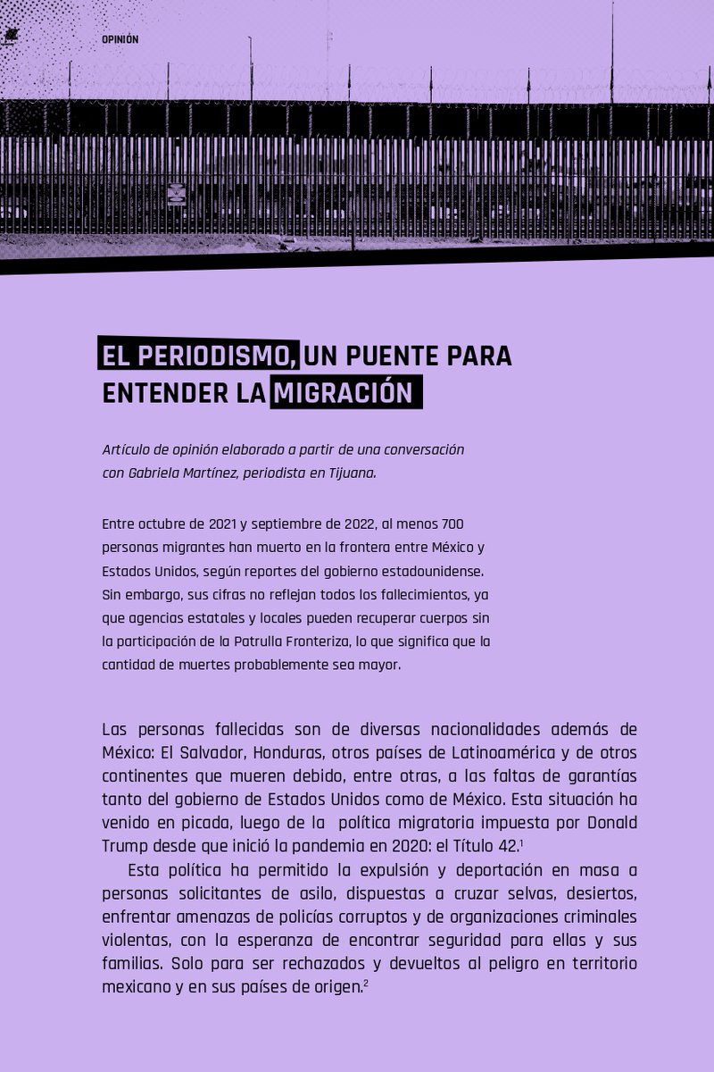 🏃‍♀️ ✒️🏃Conocer las experiencias de quienes migran nos ayuda a generar empatía con quienes dejaron sus hogares por diversos motivos. Gabriela Martínez @MissJournalist periodista en Tijuana, propone un periodismo que sea puente para entender la migración. informaterompeelmiedo.mx/2023/05/18/rut…