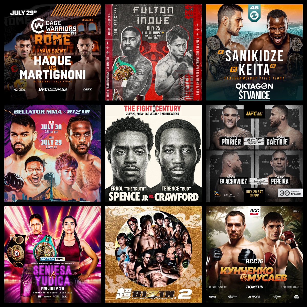 Grabaka_Hitman's tweet photo. Live Combat Sport Schedule: 7/25 - 7/30
Complete schedule w/ fight cards & free live streams HERE: ▶️https://t.co/3l5AfPFXgw
#SpenceCrawford #UFC291 #BellatorXRizin2 #FultonInoue #CW158 #OKTAGON45 #OKTAGON44 #RCC16 #EstradaYudica #UWC46 #JF118 #RISE170 https://t.co/wqyVPUWumc