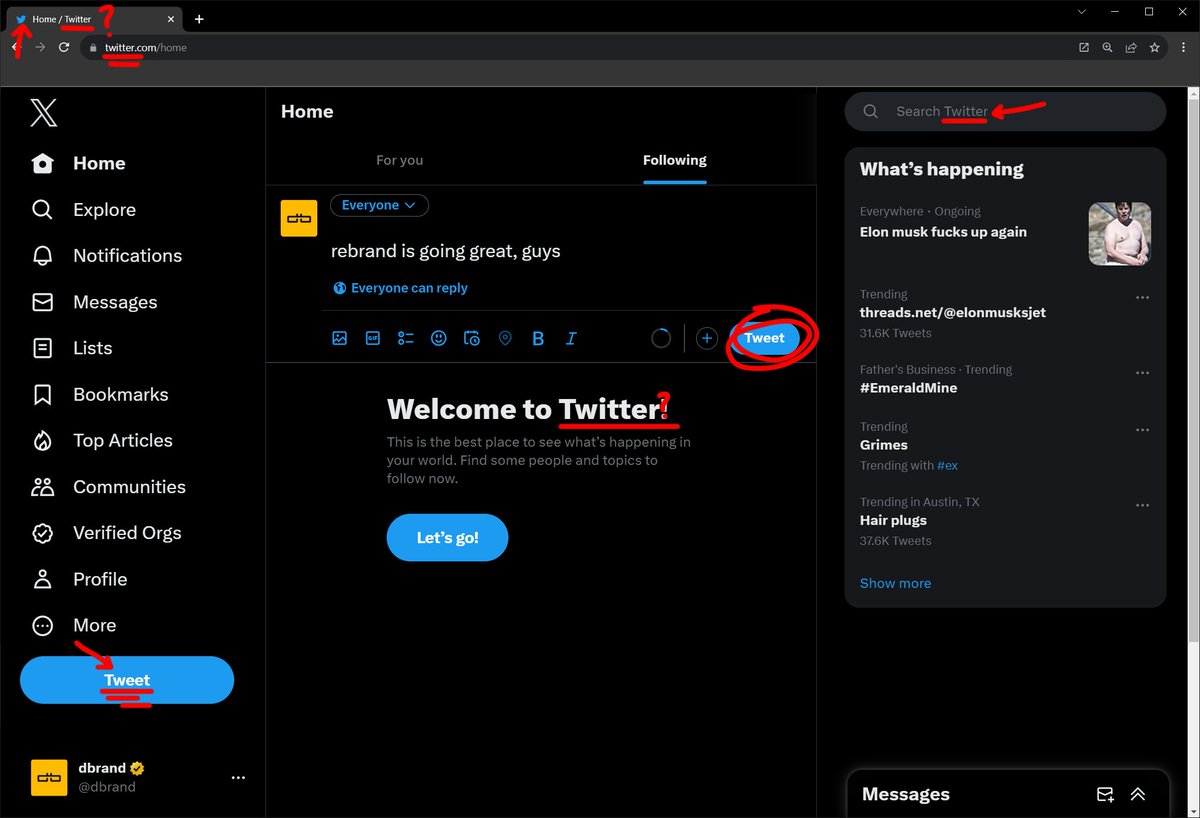 dbrand's tweet image. rebrand is going great, guys