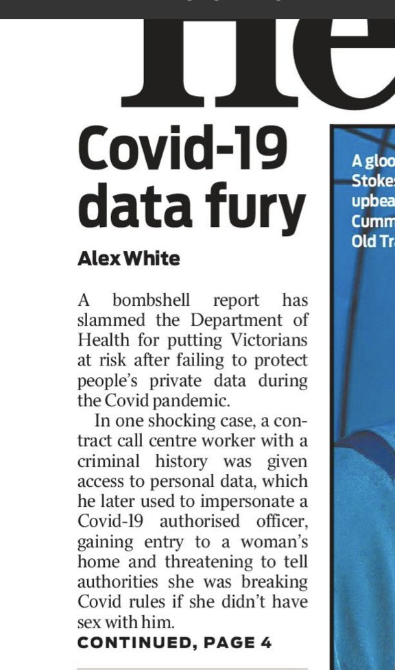 Tassie_Devil_'s tweet photo. Lovely. A man with a criminal record was given a job at a covid call centre, with access to private data, which he used to track down a woman's address and threaten her for sex.
"For your safety..." https://t.co/UzlfG8jai6