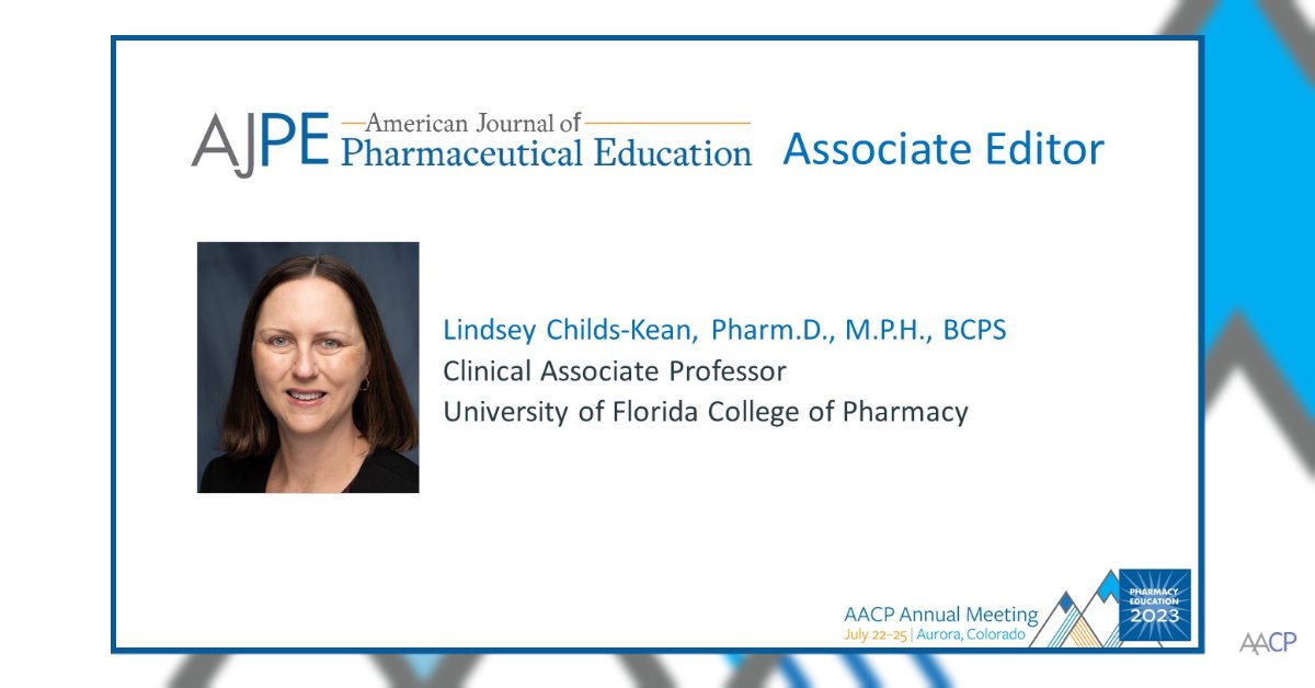 📢  Announcing: Dr. Lindsey Childs-Kean (@UFPharmacy) has been selected as the next associate editor of the American Journal of Pharmaceutical Education.

We look forward to her contributions supporting AJPE's mission to document & advance #PharmEd in the U.S. & internationally.