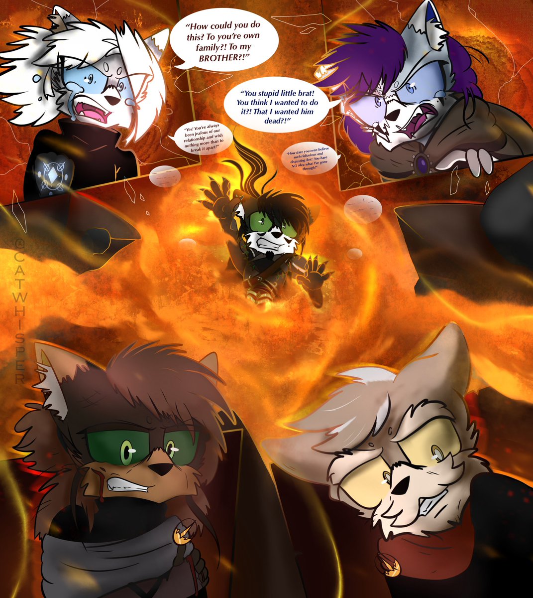 Comic Practice: Sibling Rivalry/Death of a Brother.

I bring a comic/illustration I recently finished covering over the deeply fragmented relationship between the Flame Sisters and how they deal with the loss of their brother Spear. 

More info will be revealed in future posts.