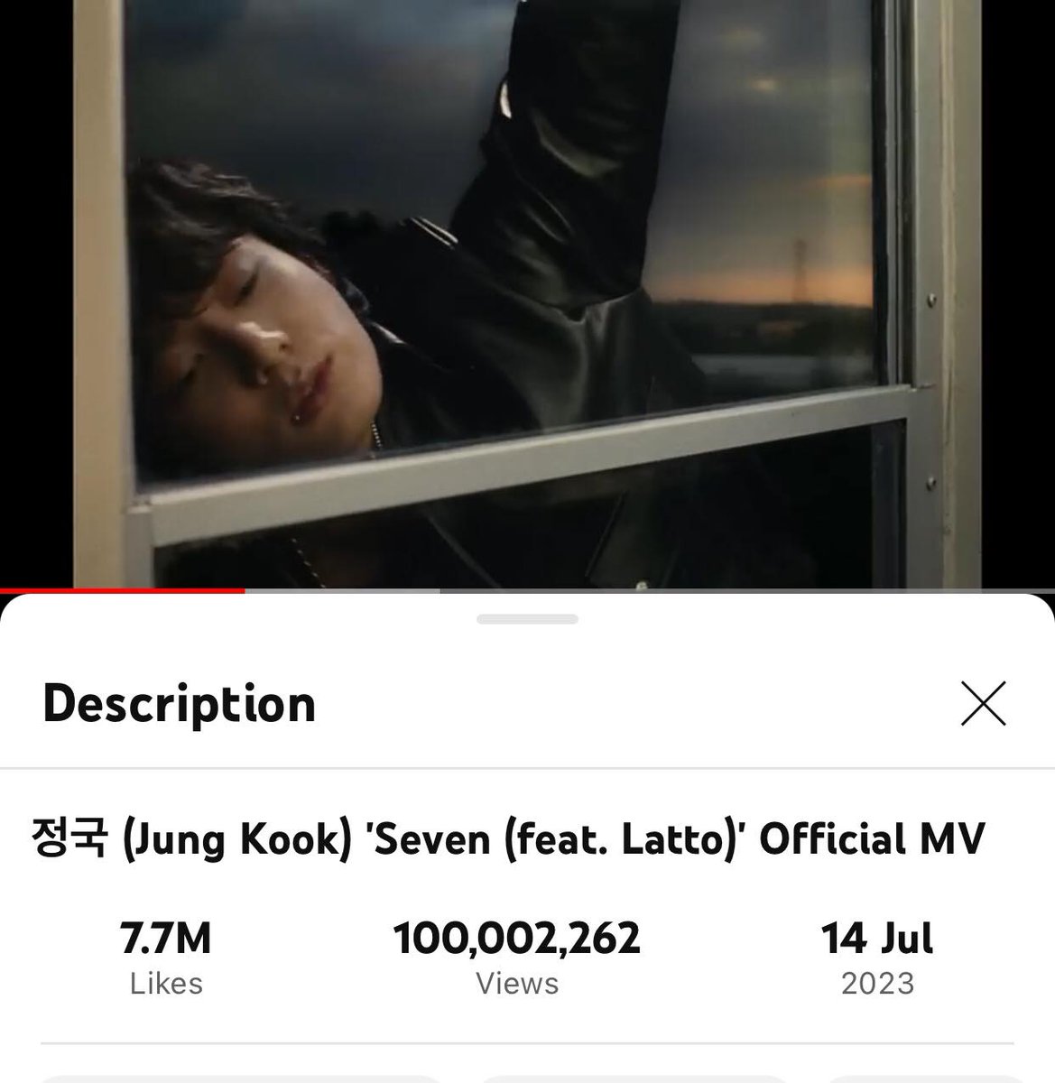 bts2023army2023's tweet photo. https://t.co/sZFqOVc5CU
Jungkook "Seven (feat. Latto)" Official MV has surpassed 100 MILLION views on Youtube
#SevenisComing #SEVEN #Seven #seven #Seven_Jungkook #JungKook_Seven #jungkook #JungKook #JUNGKOOK #JungKookie #jungkookbts #btsjungkook #jk #JK #kook #전정국 #정국 https://t.co/M2VdZcATP1