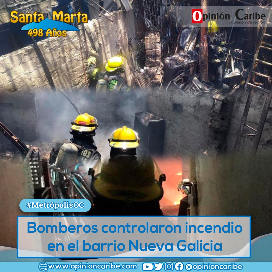opinioncaribe's tweet photo. #MetrópolisOC Unidades del Cuerpo de Bomberos Voluntarios de Santa Marta, atendieron una emergencia por incendio estructural en una chivera ubicada en el barrio Nueva Galicia, en la calle 25 #32c.
➡️https://t.co/cwcQGJx7Hk
@by_vicro @BomberosVolSM https://t.co/TjFvnFVdK1