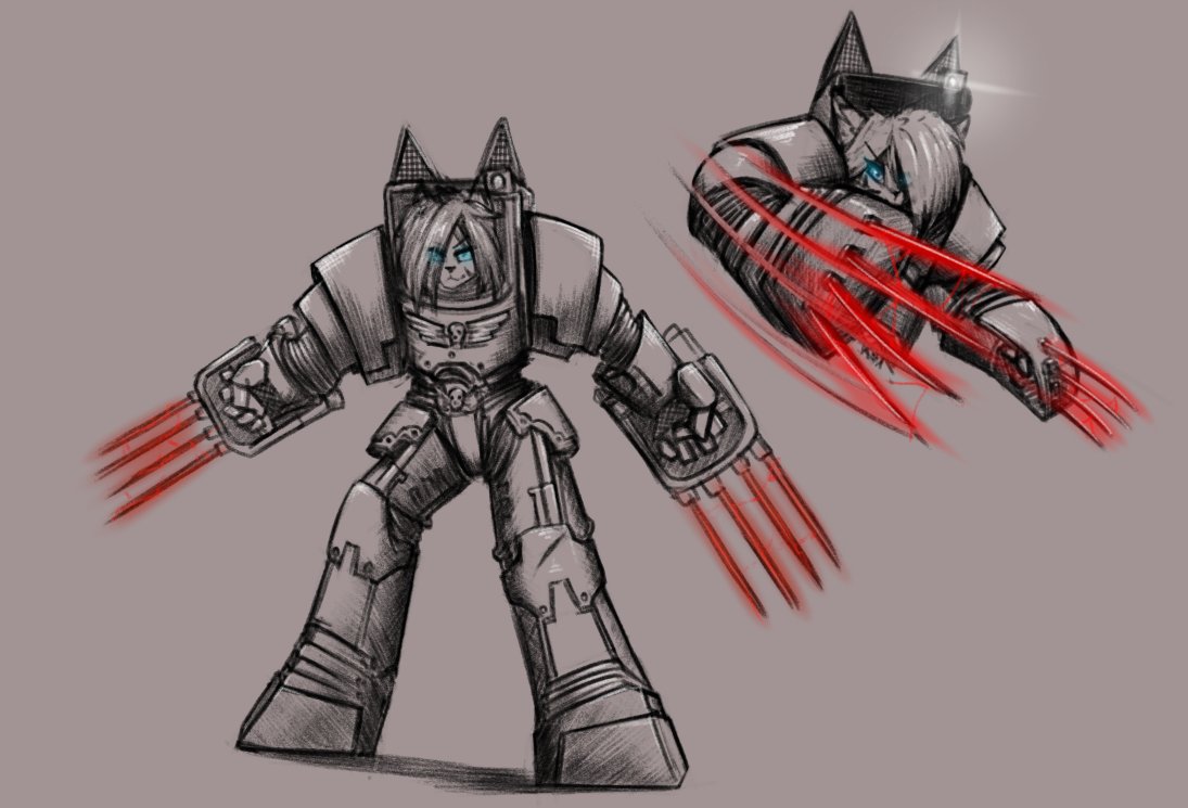 fluffterry's tweet photo. Well... recently, my friends and I started playing Space Hulk: Deathwing and I just shoved my character into terminator armor. Just a fun idea for a sketch🤡
#furry #anthro #sketch #digitalart #drawing #spacehulk #warhammer https://t.co/8WLIayLAVm