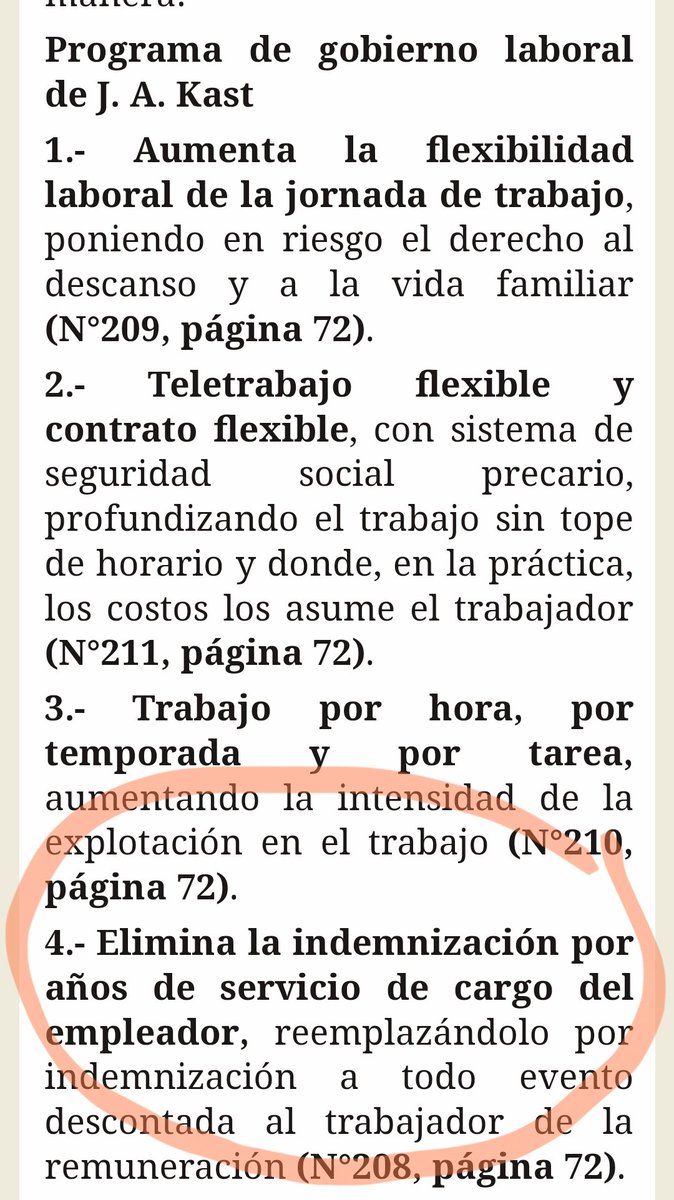 Nostromo9999's tweet photo. GRAVÍSIMO!!! Kast y los Republicanos quieren ELIMINAR Constitucionalmente la INDEMNIZACIÓN POR AÑOS DE SERVICIO de los Trabajadores, ya lo tenía en su programa de Gobierno...!! https://t.co/UjaAz70Cb8