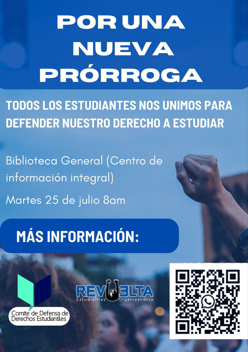 Como en cada semestre en la UCE  existe un margen grande de estudiantes que por la crisis económica no pueden continuar sus estudios y pagar el arancel.

SÚMATE a la concentración por una nueva prórroga el día de mañana a las 8:00am en la Biblioteca General
#Quito #UCE