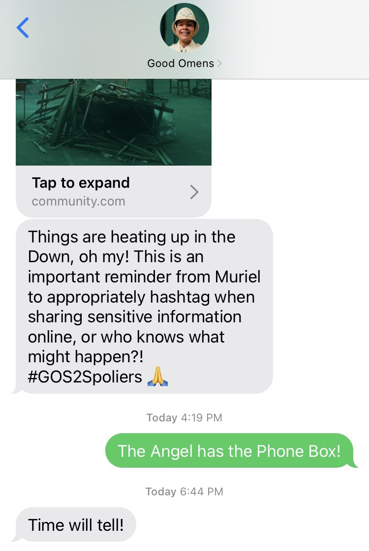 sheen365's tweet image. Thanks for the fun conversation with Muriel @GoodOmensPrime !!! #GoodOmens2 #WhoKnows 😇😇❤️❤️