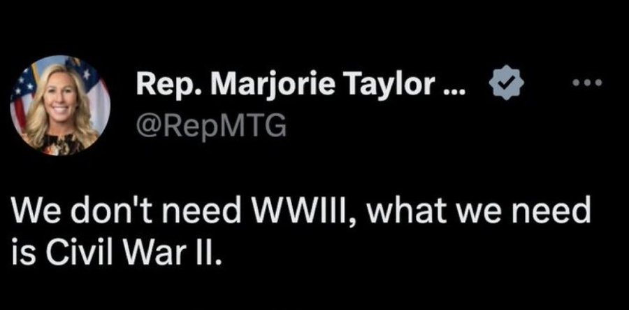 Oh, nothing. Just a sitting member of Congress publicly calling for Civil War...

When does this bullshit actually cross a fucking line for people who can do something about it? Because I reached that point a long fuckin' time ago!