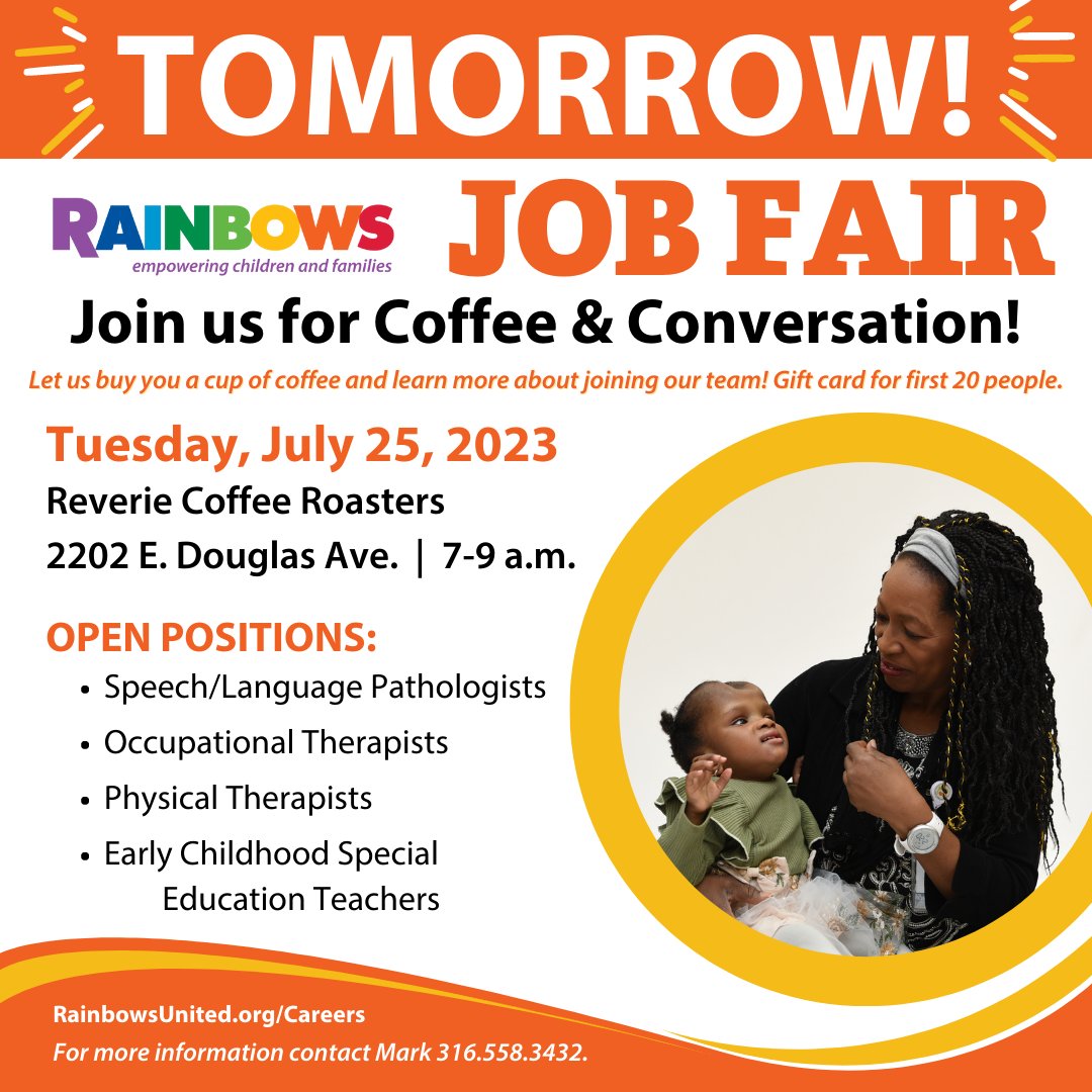 It's not too late…join us tomorrow morning at Reverie Coffee Roasters for a cup of coffee and learn more about how you can make a difference at Rainbows!