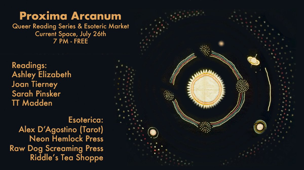 We'll be vending at the Proxima Arcanum: Queer Reading Series & Esoteric Market this Wednesday in Baltimore! @hannaedits, @blaximillion & @bizarroguy will be there & we will have books from @SWytovich @GeekLioness @cinapelayo @LucyASnyder & more. withfriends.co/event/16445029…