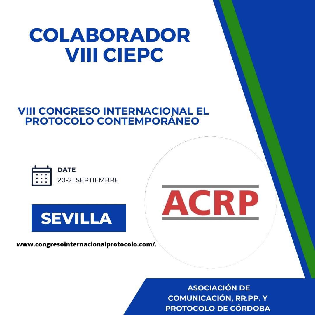 Red_RRPP's tweet photo. ACRP colaboradora en el VIII CONGRESO INTERNACIONAL DE PROTOCOLO CONTEMPORÁNEO (VIII CIEPC) 🇪🇸
📅 20 y 21 de septiembre de 2023
🏦 Lugar: Facultad de Comunicación de la Univ. de Sevilla (FCom-US), España
🌐 Formato: Híbrido
https://t.co/HEfp3flvIK https://t.co/AMd7v5XOUC