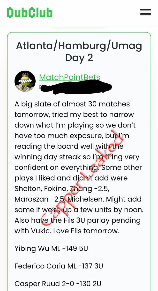 Capperleaked's tweet image. #MatchPointBets