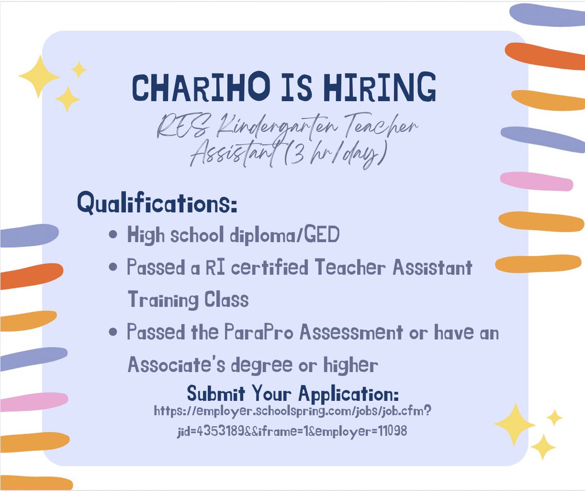 We are looking for a Kindergarten TA!