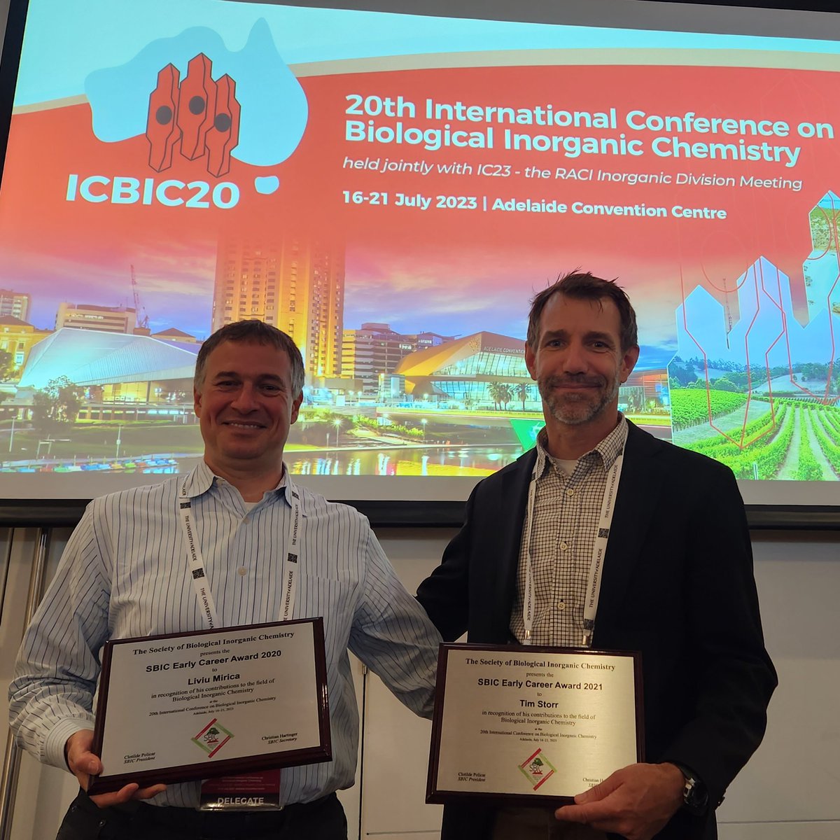 SBICofficial's tweet photo. A highlight of #ICBIC20 was the presentation of the @SBICofficial ECR awards 2020 and 2021 to @MiricaGroup and @storr_tim. Many congratulations both! https://t.co/Eog9lOaA2U
