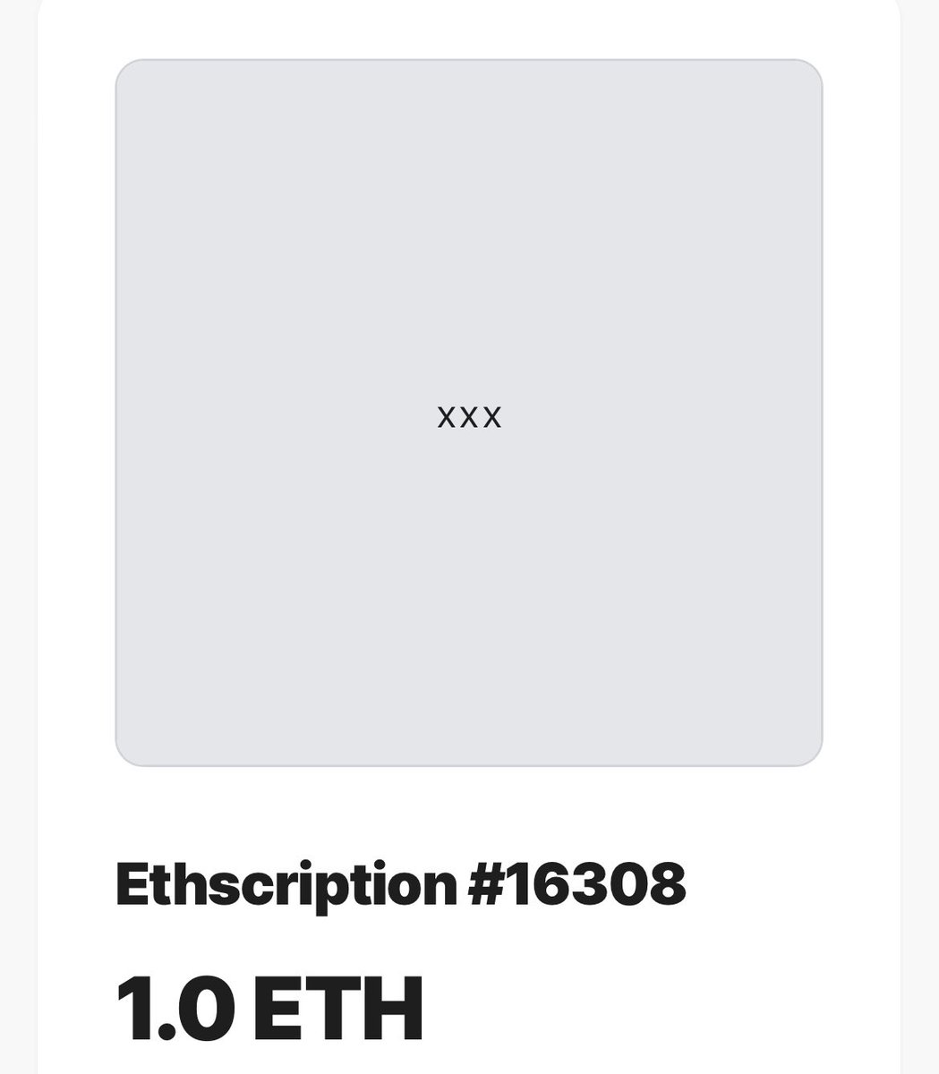 Ultra grail text identity ethscription “xxx” for sale for 1 eth. #eths #ethscriptions #x #xxx ethscriptions.com/ethscriptions/…