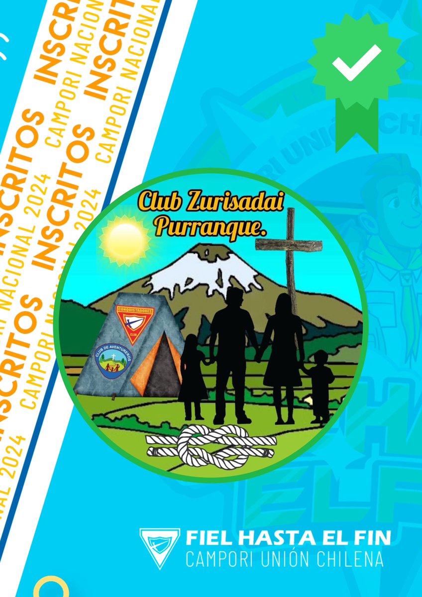Rumbo al Camporí nacional de conquistadores “Fiel hasta el fin”. 
queremos felicitar a los 3 primeros clubes inscritos: 
1. Zurisadai de Purranque 
2. Conun Huenu - Padre las casas 
3. Kemuel de Tolten 
1200 conquistadores es nuestro compromiso 
Maranatha 💪 <a href="/Juan_zuniga_/">Pr. Juan E. Zúñiga S.</a>