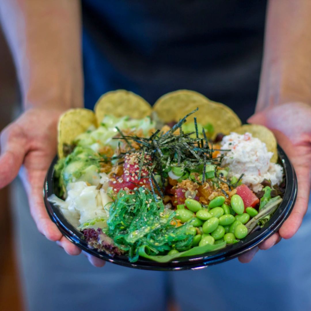 PokeTiki's tweet photo. Did you know that poke bowls originated in Hawaii? 🌺 The word 'poke' means 'to slice' or 'cut into pieces.' Come try our authentic poke bowls at Poke Tiki - Newport Mesa and experience the taste of Hawaii! https://t.co/hbVmMPNAmZ