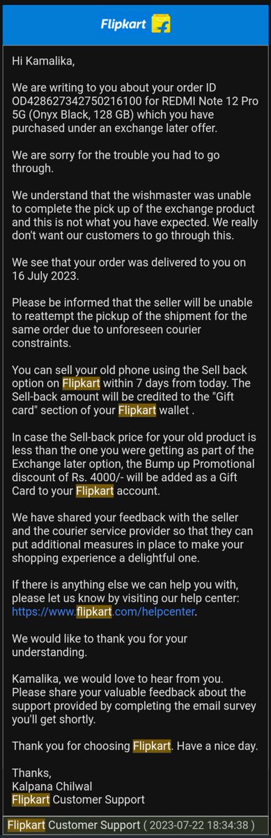 Do not ever buy from <a href="/Flipkart/">Flipkart</a> on a sale. Especially not an exchange of old mobiles. They're running a scam to dupe you put of your money by not picking up your product
