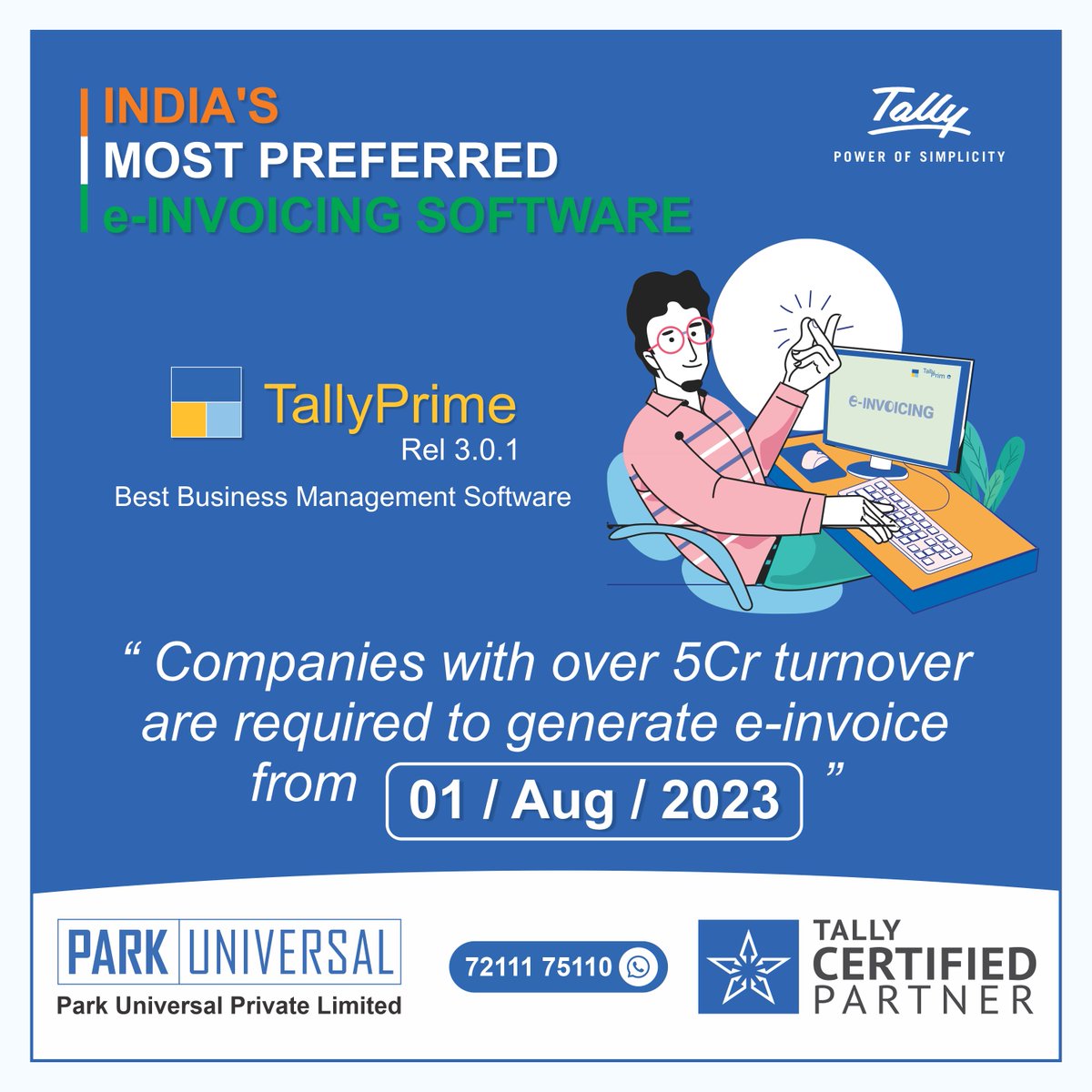 specialisttally's tweet photo. Haven’t updated your invoicing process? Download TallyPrime 3.0.1 and start generating e-invoices in a quick and easy way!
Already a customer? Renew TSS today : 72111 75110
#TallyPrime #BusinessManagement #Business #Software #Simplicityk #TallySolution https://t.co/DQwDNTpK6Y