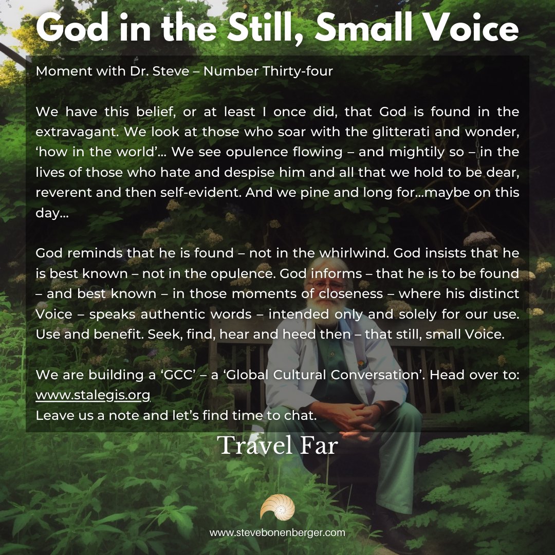 In the stillness of life, listen for the authentic Voice of God. 🕊️ Amidst the whirlwinds and opulence, He speaks softly, offering guidance and love. 

#GodsVoice #StillSmallVoice #SeekAndFind #DivineGuidance #GlobalCulturalConversation #SpiritualJourney #ListenToGod #TravelFar