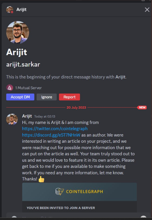 MrArijitS's tweet photo. DISCORD SCAM ALERT: 

This is a scam account, that is actively reaching out to the crypto community.

Although this scammer has a better (more legit) username, this is not me.

Please report. I've tried reaching out to @discord https://t.co/OH587S7886