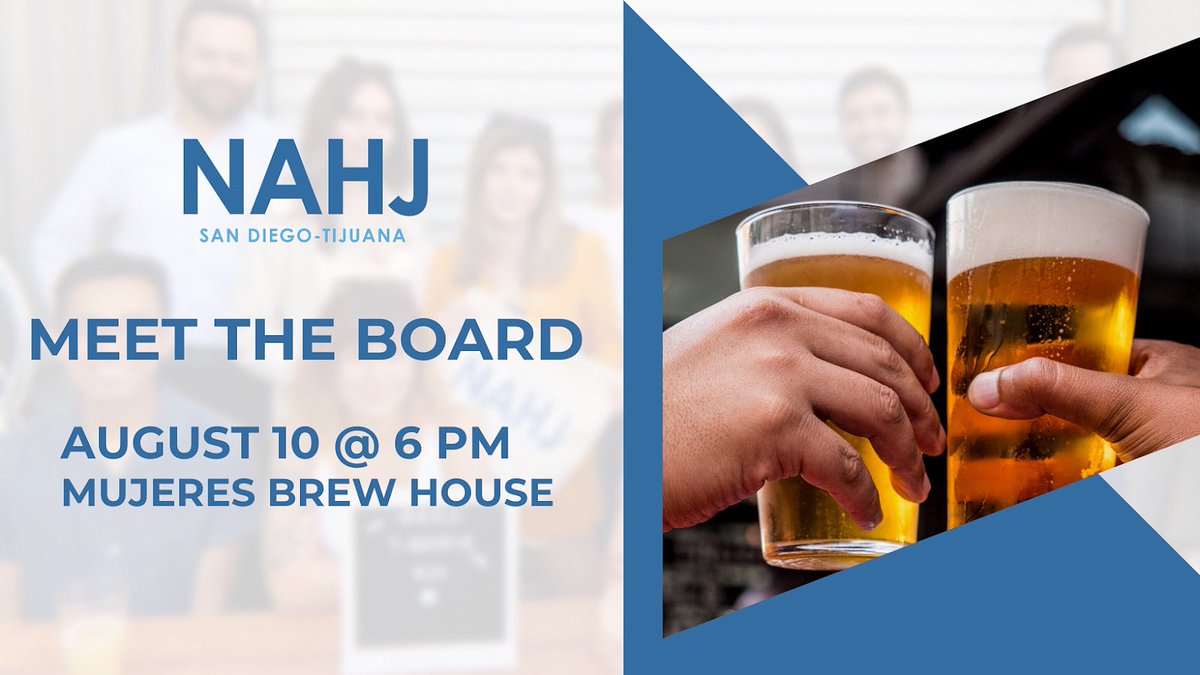 Hi everyone! Join us at Mujeres Brew House to hang out with the new NAHJ San Diego-Tijuana board. We’d love to meet new faces and catch up with old friends. We’ll share some of our plans for the chapter, and we'd also love to hear from you as we map out our goals.