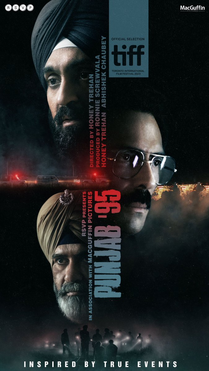 World Premiere at the Toronto International Film Festival! Presenting the first look of Punjab ‘95 @honeytrehan @diljitdosanjh @rampalarjun @Suvinder_Vicky @kukuhere @ronniescrewvala #AbhishekChaubey #PashanJal #HasanainHooda @TIFF_NET @RSVPMovies @MacguffinP