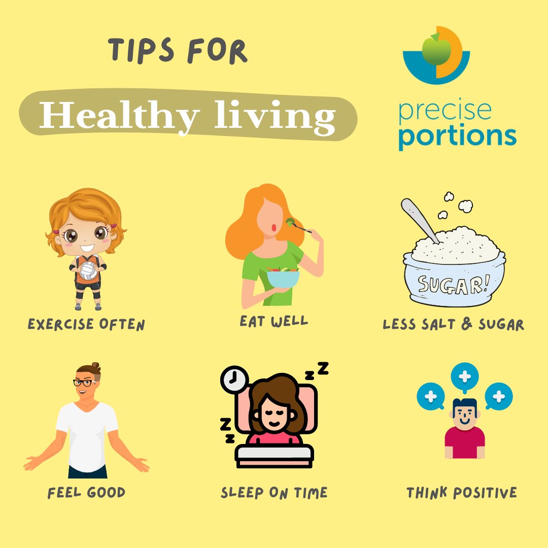 PrecisePortions's tweet photo. Tips For Healthy living
• Exercise Often
• Eat Well
• Less Salt &amp; Sugar
• Feel Good
• Sleep On Time
• Think Positive

Precise Portions the best tools on the market to take care of your health
https://t.co/8QwchLEAL4

#EatHealthy #Fitness #HealthyFood #HealthyLiving #Diet https://t.co/l0je2HJkOW