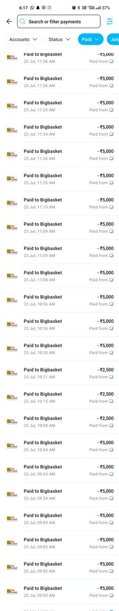 chiragtaparia's tweet photo. My Money has been stolen from my paytm wallet, my paytm wallet was hacked by the @bigbasket_com and on 23rd-24th July Total: Rs.4,41,216.11 has been stolen.
Please return my money back😭😭
Please check it and give my money back
My paytm wallet No. 7217666042
@bigbasket_com https://t.co/TYOHqgH8Js